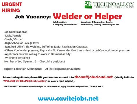 job hiring in fcie dasmariñas cavite|Job opening in FCIE Langkaan Dasmariñas, Cavite .